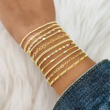 11Pcs Dainty Gold Chain Bracelets Set for Women 14K Gold Plated Link Chain Bracelets for Women Trendy Stackable Jewelry Gifts 1