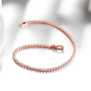Sterling 925 Silver Jewelry 16cm to 19cm Tennis Bracelet 2mm Zirconia Anniversary Gift Genuine Sterling Silver Bracelet 6