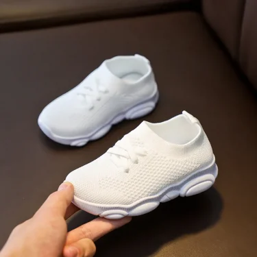 Kids Boys Girls Knitted Shoes Korean Soft Bottom Boys Girls Children Mesh Breathable Sneakers Wear and Off Easy Casual Kids Shoe 4