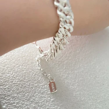 100% Solid 925 Sterling Silver Metal Bracelet for Women Men Vintage Handmade Simple Chain Bracelet Birthday Gift S-B451 1