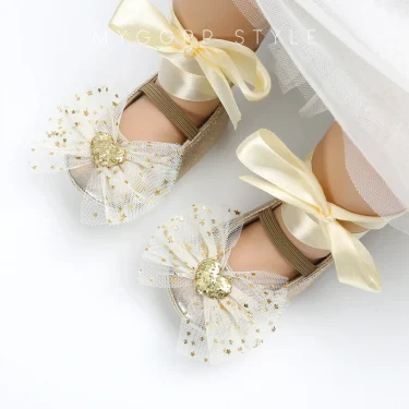 2pcs/Set Newborn Baby Shoes Baby Boy Girl Shoes Girl Classic Bowknot Rubber Sole Anti-slip PU Dress Shoes First Walker Toddler C 6