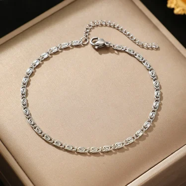 FTCY Stainless Steel Chain Bracelet for Women Gold Color Lightweight Luxury Women's Bracelet Foot Ankle Jewelry Accessories 4