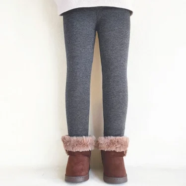 Hot Sweet Girls Pants Kids Boys Thick Warm Trousers Winter Children Casual Solid Color Soft Pants Baby Girls Leggings 2-11Years 3