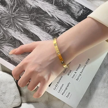 Gold Plated Bracelet Stack for Women Non Tarnish Dainty Women's Luxury Bangle Bracelets Set Birthday Gifts Trendy Jewelry 4