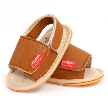 Classic Leather Baby Sandals Baby Boys Baby Girls Non-slip Solid Color Bow Baby Walking Soft Rubber Bottom Hundred Garden Shoes 4