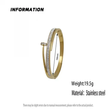 Luxury Brand Nail Open Bracelets Female Temperament Simple Trendy Bracelet Stainles Steel Screw Bangle for Women Gift Wholesale 3