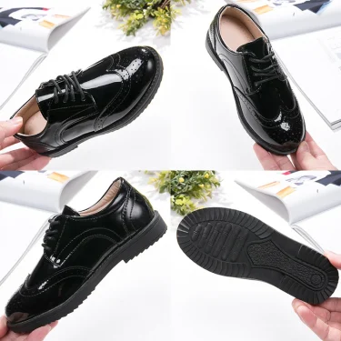 Kids Shoes For Boys Genuine Leather Shoes For Kids Wedding School Show Dress Flats Light Classic Black Children Loafer Moccasins 6