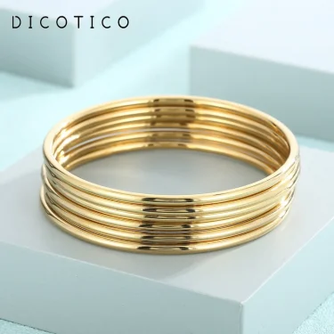 Simple 3pcs Stainless Steel Bracelet For Women Men Gold Silver Color Geometry Wire Round Bangle Trendy Jewelry Wristband Gifts 1