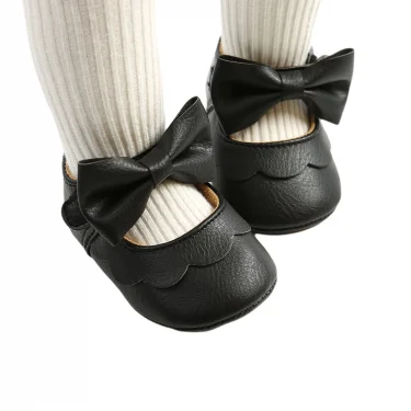 0-18M Newborn Infant Baby Girls Princess Crib Shoes Bow Knot Solid Color First Walker Soft Sole Shoes 5