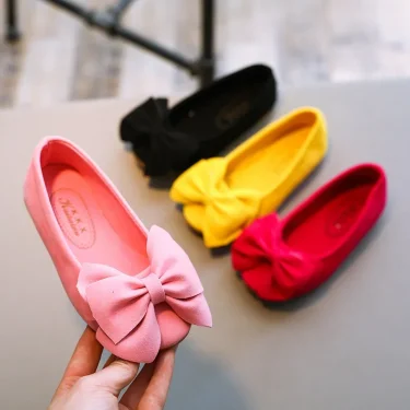Baby Girls Shoes Princess Bow-knot Flock Fabric Spring Autumn Kids Flats Children Casual Loafers Candy Color Toddlers Shoes Soft 5