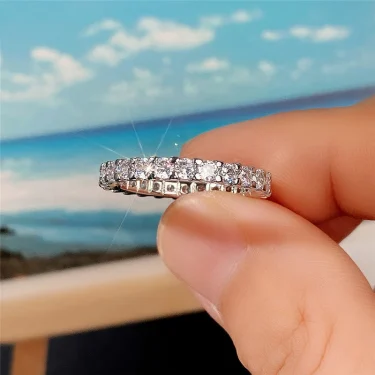 Huitan Fashion Contracted Women's Ring Thin Full Paved Round CZ Versatile Girls Accessories Daily Wear Party Statement Jewelry 4