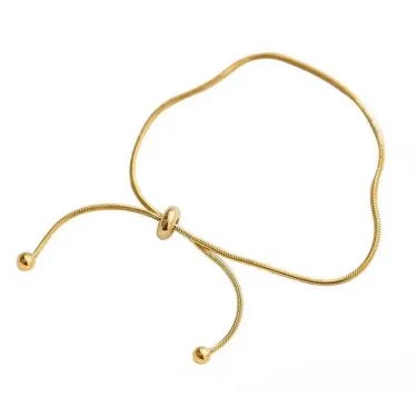 ANENJERY 316L Stainless Steel Adjustable Pull Bracelet Anklet Female Ins Cold Wind Simple Snake Bone Chain Bracelet 6