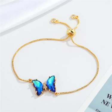 Steel Fun Jewelry Female Bling Gradient Butterfly Bracelet For Women 2024 Trendy Gold Color Chain Y2K Sweet Bracelet Party Gift 6