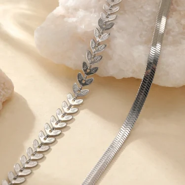 Stainless Steel Anklet Creative Splicing Wrap Around Leaf Design Blade Chain Anklet For Women Jewelry Goddess Banquet Fine Gifts 4