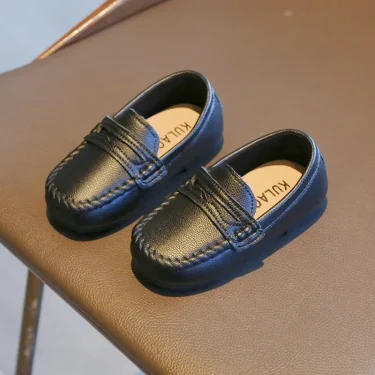 Children Boys Leather Shoes Spring and Autumn Simple Slip-on Round-toe School Shoes Loafers Flats Moccasins Classic Formal 3