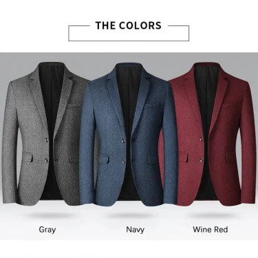 BROWON Brand Business Casual Jackets for Men Spring and Autumn Solid Color Turn-Down Collar Suits Blazer Wedding Blazer Men 4