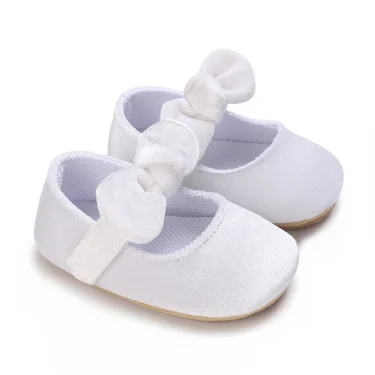 0-18M White Newborn Soft Soles Girl Baby Shoes Non-slip Rubber Soles Lovely Princess Shoes Breathable Leather Baby Walking Shoes 2