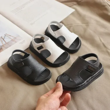 Summer Beach Sandals For Boys Korean Style Fashion Children Footwear PU Leather Anti-slippery Soft-soled Kid's Shoes 3