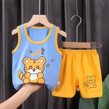 Children Clothing Set Child Vest Suit Summer Cotton New Girls Shorts Clothes Baby Boys Sleeveless Suit Kid Clothes 3