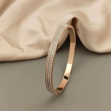 Classic Gypsophila Zircon Stainless Steel Gold Plated Bracelet, High Quality Silver Bracelet for Women, Wedding Party Jewelry 2