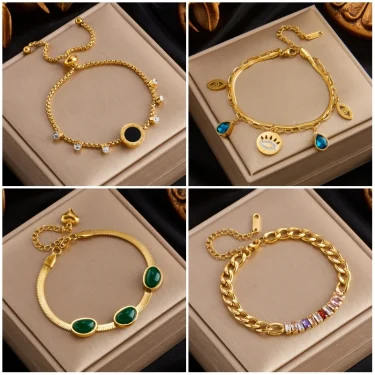DIEYURO 316L Stainless Steel Gold Color Charm Bangle Bracelet For Women New Trend Rustproof Wrist Jewelry Party Gifts Bijoux 1