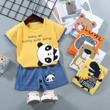 Children's Short Sleeved Set Pure Cotton Boy T-shirt Baby Summer Children's Clothing Girl's Shorts Baby Clothes Summer Clothing 1