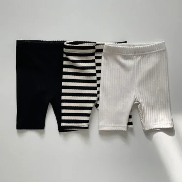 Summer New Children Solid Shorts Cotton Girls Leggings Striped Baby Stretch Pants Infant Toddler Shorts Kids Clothes 1