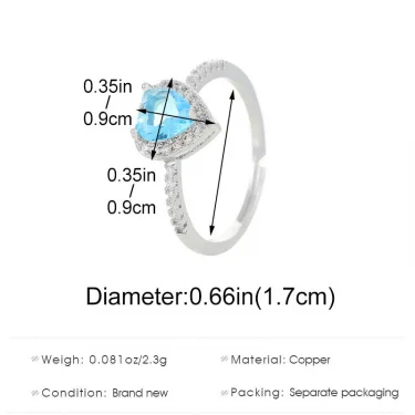 Original Sparking Zircon Heart Rings Female Red Pink White Green Love Ring for Women Luxury Adjustable Wedding Birthday Jewelry 6