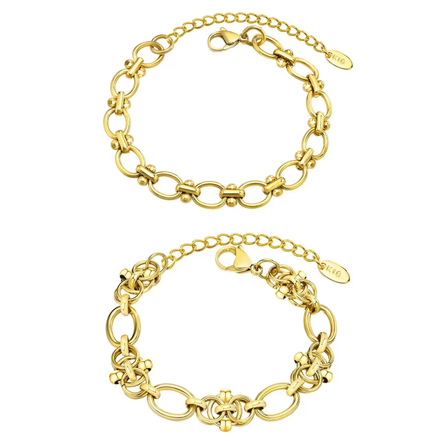 Statement Stainless Steel Chain Bracelet for Women, Vantage 18k Gold Plated Elegant Jewerlry 4