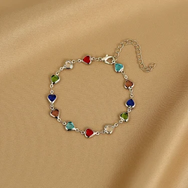 Vintage Gold Color Chain Bracelet for Women Colorful Crystal Heart Butterfly Charm Bracelet Wedding Party Fashion Jewelry Gifts 2