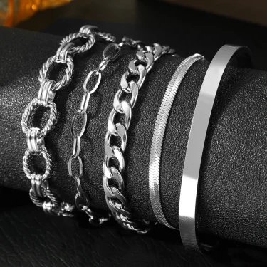 Stainless Steel Jewelry Set Five Bracelets Set Classic Ornate Design Jewelry Set For Women Jewelry Fashion New Products Gifts 6