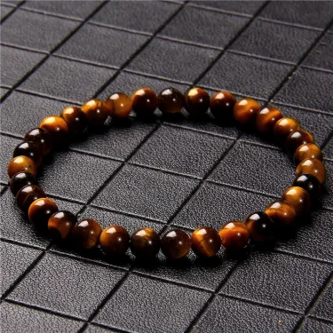 Natural Stone Beads Bracelet 6mm Round Tiger Eye Agates Quartz Beads Stretch Bracelet for Women Men Yoga Charm Jewelry Gifts 5