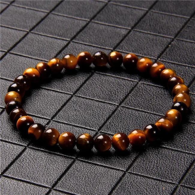 Natural Stone Beads Bracelet 6mm Round Tiger Eye Agates Quartz Beads Stretch Bracelet for Women Men Yoga Charm Jewelry Gifts 5