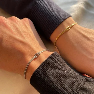 eManco Delicate Round Snake Chain Knotted Couple Friendship Bracelet Stainless Steel Gold-Plated Fashion Jewelry Wholesale 5