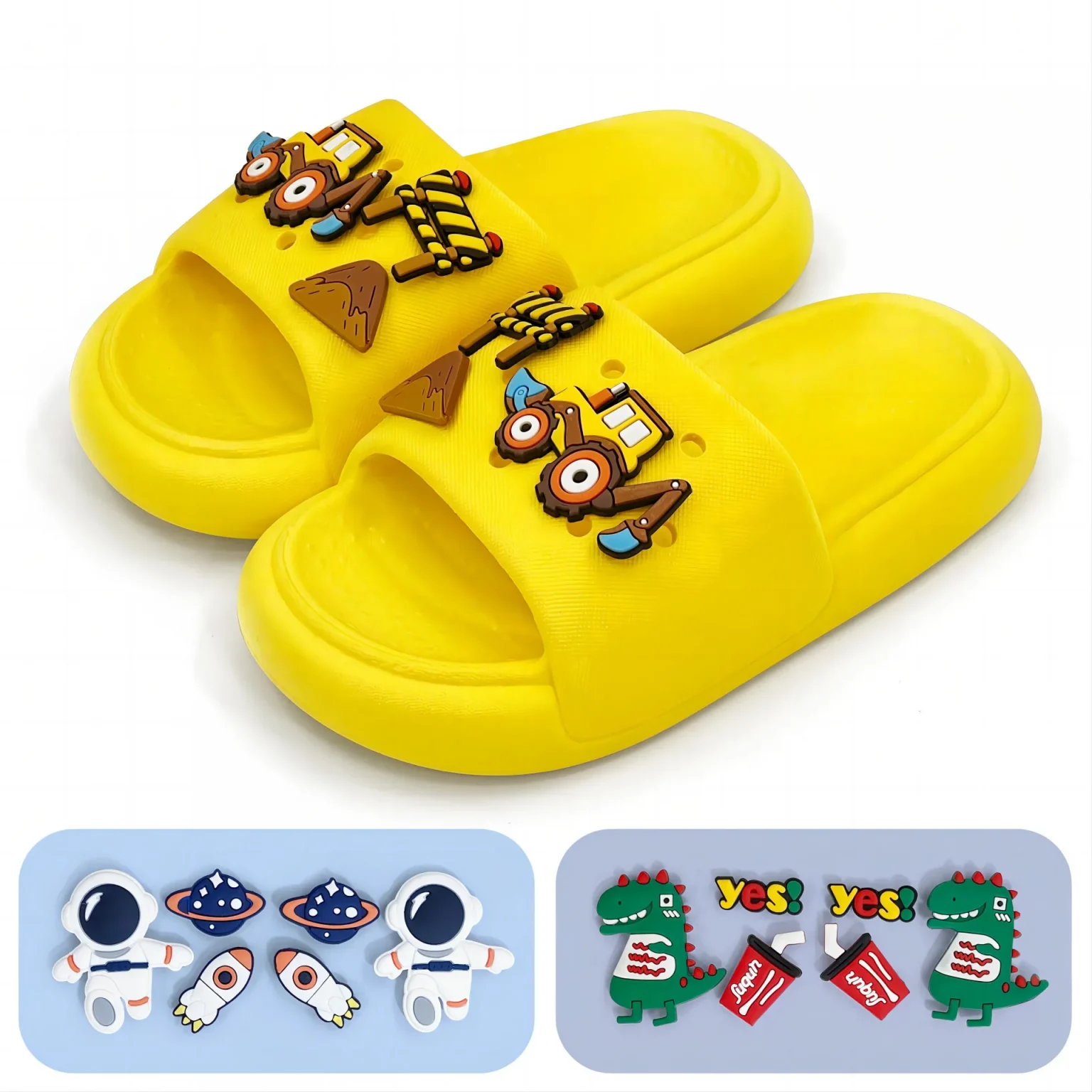 Toddler Slides Slippers Boys & Girls Slide Sandals for Kids Cute Cartoon Open Toe Shoes 1