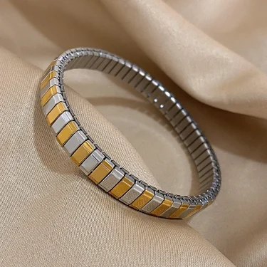 Greatera 6.5mm Width Thin Stainless Steel Elastic Bracelets Bangles for Women Gold Silver Color Stacked Bracelet Party Jewelry 6