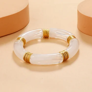Bilandi Retro Style Stretch Bracelet For Women Female Hot Sale Vintate Temperament Resin Acrylic Bracelet Modern Jewelry 3