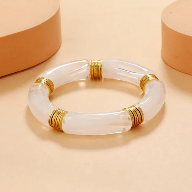 Bilandi Retro Style Stretch Bracelet For Women Female Hot Sale Vintate Temperament Resin Acrylic Bracelet Modern Jewelry 3