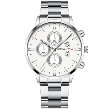 New Geneva Leisure Business Men's Watch Fashion Three Eyes Military Quartz Watch Stainless Steel Waterproof Gentleman Wristwatch 6