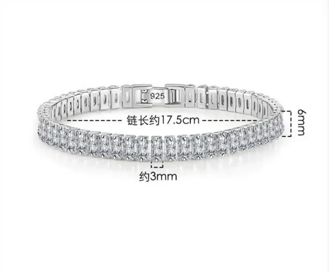 D VVS1 Moissanite Tennis Bracelet Original s925 Sterling Silver Plated 18k White Gold with GRA Bracelets for Women Man 4