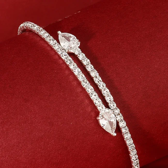 Miallo Fashion Rhinestone Bracelets for Women Silver Color Bangle Shining Luxury Trendy Ladies Girls Bracelet Jewelry Gifts 5