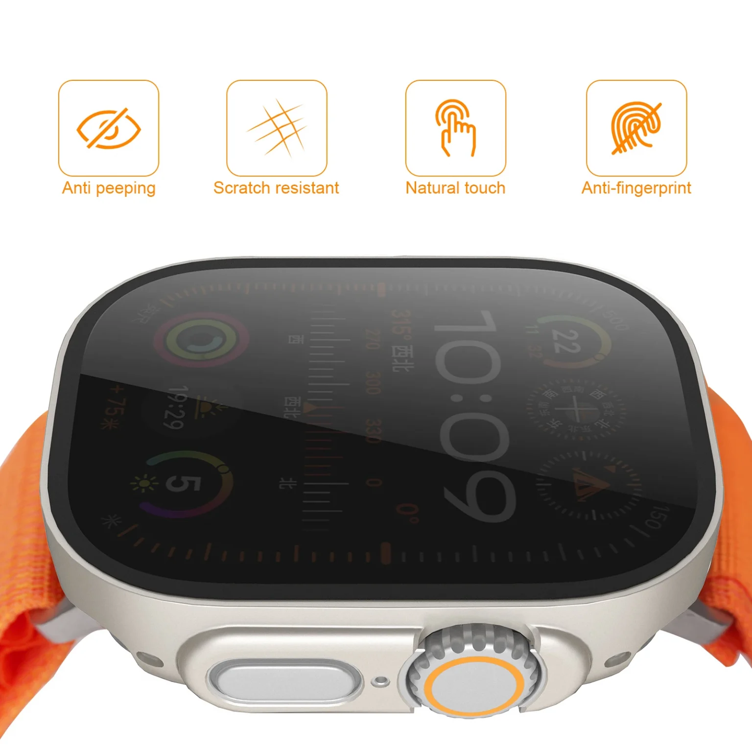 Tempered Glass+Privacy case for Apple Watch ultra 2 49mm 44mm 40mm 45mm Anti-Spy Screen Protector Cover iWatch series SE 6 8 7 9 3