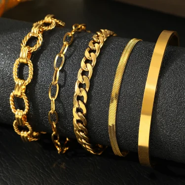 Stainless Steel Jewelry Set Five Bracelets Set Classic Ornate Design Jewelry Set For Women Jewelry Fashion New Products Gifts 4