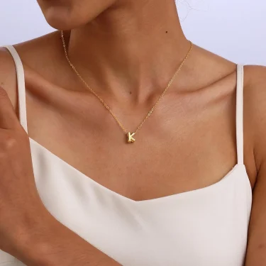 3D Bubble Initial A-Z Alphabet Mini Necklace for Women Girls Dainty Gold Plated Tiny Letter Stainless Steel Jewelry Bijoux Gift 4