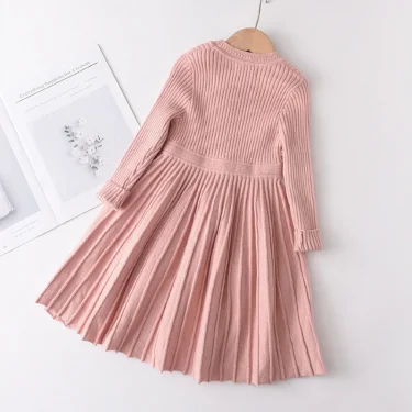 Bear Leader Long Sleeve Sweater Dress Girls Princess Baby Girl Clothes Sweet Tutu Party Dresses Christmas Little Girl Clothes 4