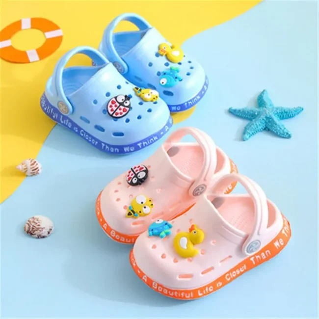 Summer Kids Sandals Children Hole Shoes Slippers Soft Non-slip Cartoon DIY Design Beach Sandy Slipper Shoe for Boys Girls 2