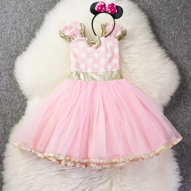 Cute Baby Girl Dress Minnie Mouse Cosplay Vestidos Toddler Kids Party Costume Polka Dot Clothes Children Birthday Fancy Dress Up 2