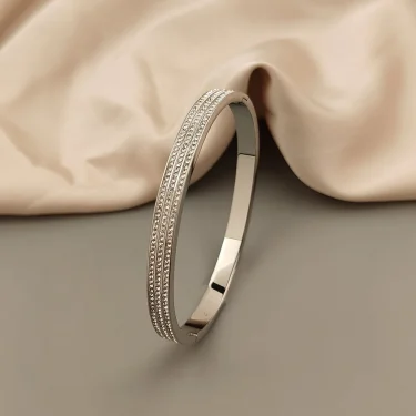 Classic Gypsophila Zircon Stainless Steel Gold Plated Bracelet, High Quality Silver Bracelet for Women, Wedding Party Jewelry 4