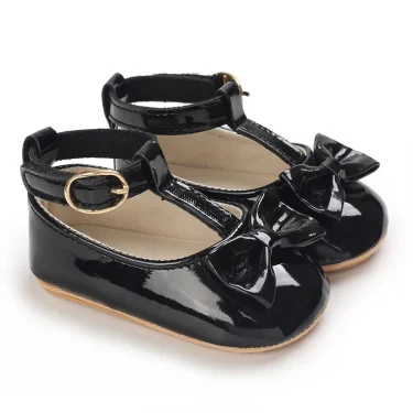 Black Fashion Newborn Party Princess Shoes Boys and Girl First Step Walking Shoes Infant Toddler Children's Non slip Baby Shoe 2