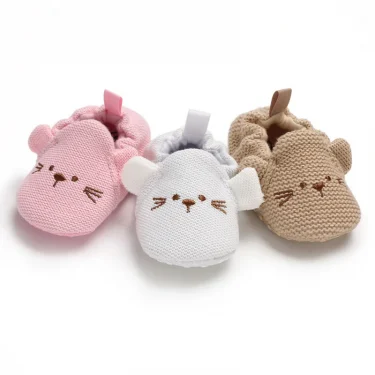 Newborn Baby Crib Shoes Boys Girls Casual First Walker Cute Animal Ear Soft Soles Anti-Slip Toddler Flat Shoes for 0-18 Months 3